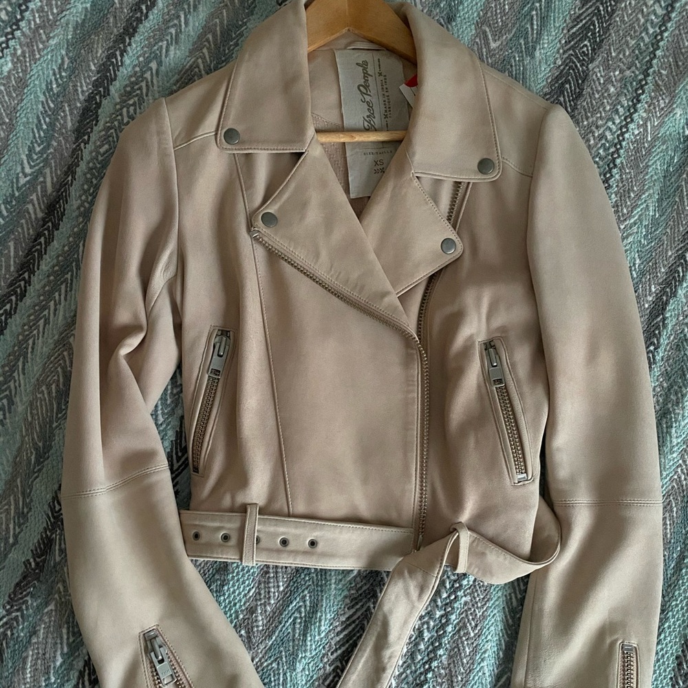 Free People Tan Moto Jacket